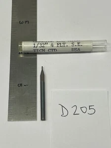 1 NUOVO MULINO TERMINALE IN METALLO DURO DIAMETRO 1/32" USA 4FL SQ. TICN CTD. LOC 3/32" (D205) - Foto 1 di 4