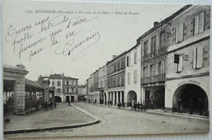 MONSEGUR 33 cpa un Coin de la Place Hôtel de France Au Bon Marché - Picture 1 of 2