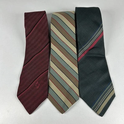 Paquete 3 corbatas de seda vintage Jaeger a rayas hechas en Gran Bretaña para hombre Foto 1 de 4