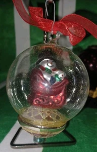 Beautiful Large Handblown Clear Glass Ball Ornament w/Santa Inside, preowned - Picture 1 of 8