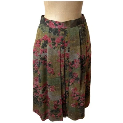Винтажная шерстяная юбка Geiger Австрия с цветочным принтом размер 36 - Изображение 1 из 4