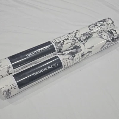 Graham & Brown Skull Roses Black Wallpaper Rolls x2 black and white - Image 1 of 4