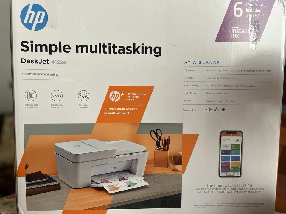 HP DeskJet 4122e Stampante Multifunzione a Getto d'Inchiostro a Colori - Bianca - Immagine 1 di 1