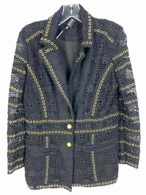 Blazer Berek Talla S Negro/Dorado Ojales Encaje Diseñador Foto 1 de 4