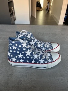 Converse Chuck Taylor Hi Stars Sneakers Red White Blue USA Flag UK6 - Picture 1 of 9