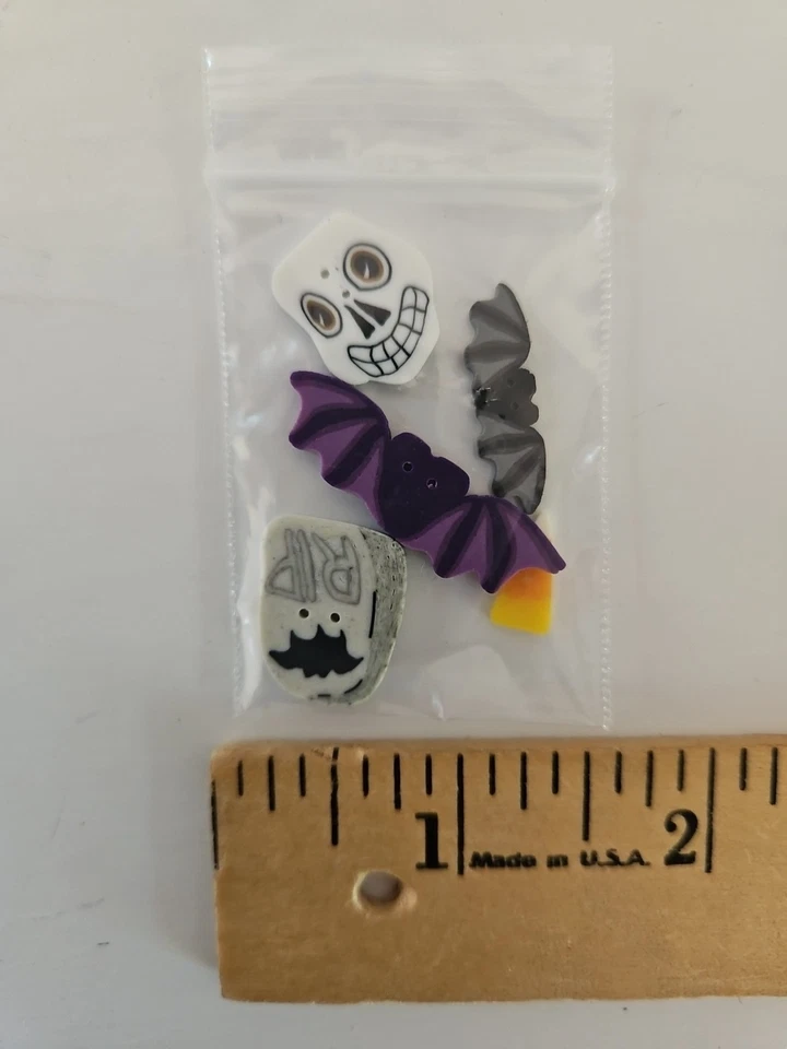 5X Just Another Button Company SPOOKY Polymer Clay Buttons for Cross-Stitch - Image 1 of 1