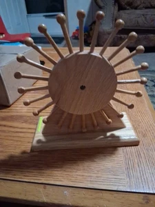 Solid Wood Spinning Tie Rack Holds 24 Ties Vintage - Picture 1 of 3