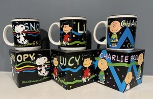 Vintage 1994 Snoopy Charlie Brown Lucy Coffee Mug Cup Ceramic Peanuts Accents - Picture 1 of 6