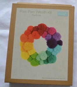 New in Box Trimits Rainbow Coloured Pom Pom Wreath Kit - Picture 1 of 4