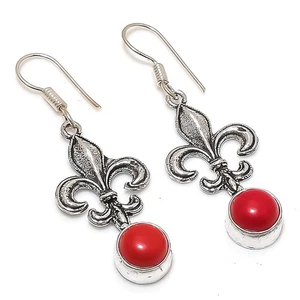 Italiano Rojo Coral Piedra Preciosa Hecha A Mano Plata De Ley 925 Joyería - Imagen 1 de 5