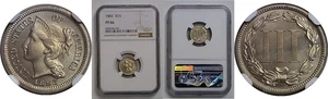 1883 Nickel Three Cent NGC PF-66 - Picture 1 of 3