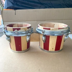 Rock Jam 7” und 6” Bongos Rahmen rot gestreift (Bedarf Tops) - Bild 1 von 9