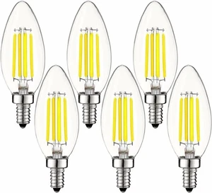 6x Luxrite LED Chandelier Bulbs 60W Equivalent 5000K 550lm Dimmable E12 Base - Picture 1 of 8