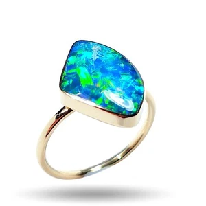 Anillo Spritz' Oro 14k Ópalo Australiano Re-Tamaño Gratis 2.5g N22 - Imagen 1 de 6