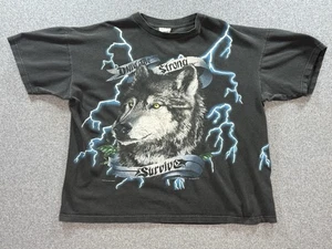 USA Thunder AOP Wolf Only The Strong Survive Men’s XL Lightning Sunrise Recortado? - Imagen 1 de 11