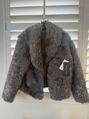 NUEVO CON ETIQUETAS ABRIGO MARCIANO Margot Longline piel sintética talla pequeña en arcilla tierra (gris) Foto 1 de 4