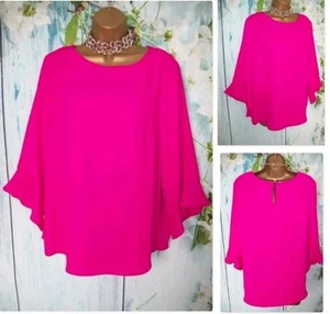 DAMEN WALLIS TOP GRÖSSE 14 PETITE, Hot Pink 3/4 Flötenärmel Anlass Bluse - Bild 1 von 6