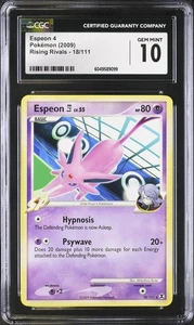 CGC 10 GEM MINT Espeon 4 — 18/111 Rising Rivals Rare 2009 Pokemon Card - Picture 1 of 2