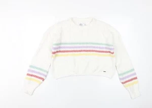 Hollister Women's White Striped Knit Pullover Jumper XS - Picture 1 of 12