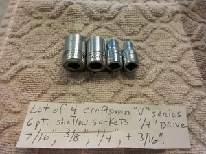Vintage Craftsman =V= series 6 pt sockets 1/4 drive 7/16"  3/8"  1/4" and 3/16 - Photo 1/2