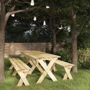 Gartentisch 220x73x70 cm Kiefernholz Imprägniert - Bild 1 von 6
