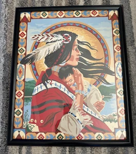 Malen nach Zahlen einheimische Mutter Baby Kind schön gemacht 21”x17” mit billigem Rahmen - Bild 1 von 9