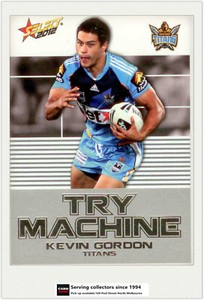 2012 Select NRL Champions Try Machines Foil Card TM16 Kevin Gordon (Titans)