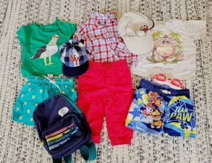 Mixed lot for Baby Boys 6-12m. 12-18m. Top Pants Swim Pants Hats Bag Baby Gap - Picture 1 of 7