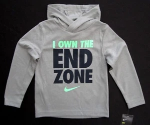 Nike Boys Long Sleeve Dark Grey Heather 'I OWN THE END ZONE' Hoodie MSRP: $28 - Picture 1 of 4