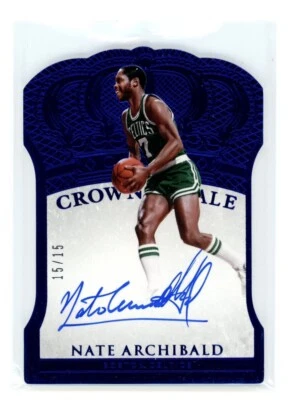 2015 Panini Preferred Crown Royale Nate Archibald Blue Die Cut Auto 15/15 HOF - Image 1 of 2