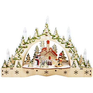 Schwibbogen Kerzenbogen Lichterbogen LED-Beleuchtung Skifahrt-Motiv Deko Holz - Bild 1 von 7