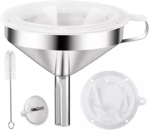 Kitchen Funnel for Filling Bottles, 304 Stainless Steel Food Funnels with Strain - Picture 1 of 12