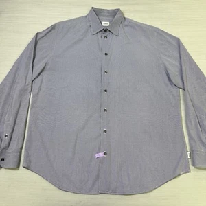 Armani Collezioni Dress Shirt Mens XL Blue Check Button Up Long Sleeve Cotton - Picture 1 of 17
