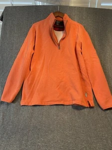 Woolrich Sweater Mens Large Orange Outdoor Long Sleeve Half Zip Fleece Pullover - Picture 1 of 6