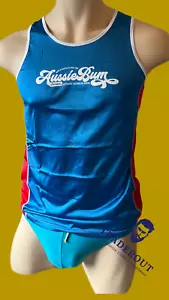 AussieBum Hombre Azul Rojo Nailon Top Sin mangas Ropa de surf Talla S M L - Imagen 1 de 9
