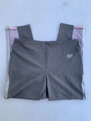 A&F Active Wear Clothing Juniors Tights Capri Grey Pink Silver Large - Image 1 of 4