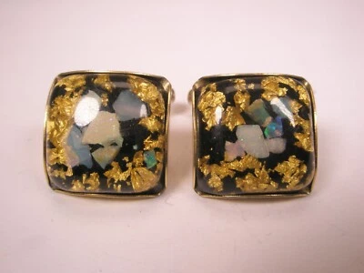 Gemelos vintage de ópalos y escamas de hoja de oro en calidad acrílica diseño simple Foto 1 de 4