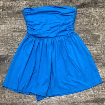 NUEVO CON ETIQUETAS SUSANA MONACO Talla S Mameluco Pantalones Cortos Pecho 28” Tubo Reunido Azul Aguamarina A8 Foto 1 de 4