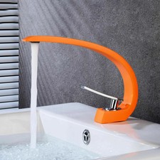 Orange And Chrome Basin Faucet Bathroom Sink Faucet Deck Mounted Mixer Tap