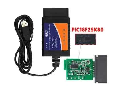 ELM 327 V 1.5 MODIFICATA CON MULTIECUSCAN PIC18F25K80 no resistenza OBD2 USB CAR - Immagine 1 di 4
