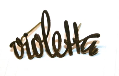 Logo, Emblem, Schriftzug " violetta " von  Tonfunk - 42x23 mm Messing       #RT3 - Bild 1 von 3