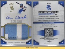 2015 Leaf Perfect Game National Showcase Jersey Gold /25 Chase Cheek Auto