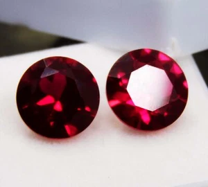 Flawless 6 Ct Natural Certified Red Ruby Round Cut Loose Gemstone 9 x 5mm Pair - Picture 1 of 10