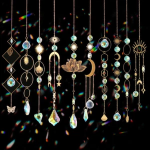 Sun Catchers, 10 Pieces Colorful Crystal Suncatcher with Chain Pendant Ornaments - Picture 1 of 12