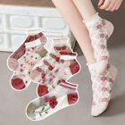 Transparent Thin Flower Lace Crystal Silk Ankle Sock Ladies Socks Women 5 Pairs