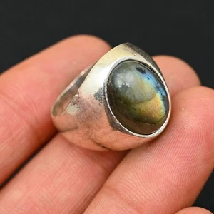 Labradorit Herren Ring 925 Sterling Silber Handarbeit - Statement Al Größe BJ235 - Bild 1 von 3