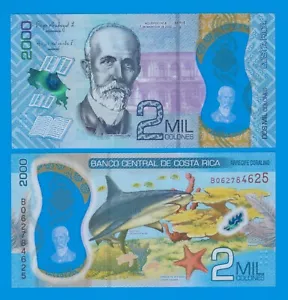 Costa Rica 2000 Colones P 281b 2022 ( 2025 ) Polymer UNC 2 MIL 2,000 ( P 281 b ) - Picture 1 of 1