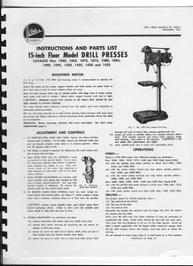 1951 Atlas 15" Floor Model Drill Press - Instructions Parts List Instructions - Picture 1 of 1