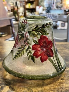 Amaryllis Floral 🌺Crackle ✨Glass Candle Jar Shade Hand Painted, ✨STUNNING 👀✨ - Picture 1 of 7