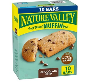 Nature Valley Soft-Baked Muffin Bars, Chocolate Chip, Snack Bars, 10 Bars, 12.4 - Picture 1 of 3